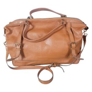 Ora Delphine Adele Brown/Tan Leather Double Handle Satchel